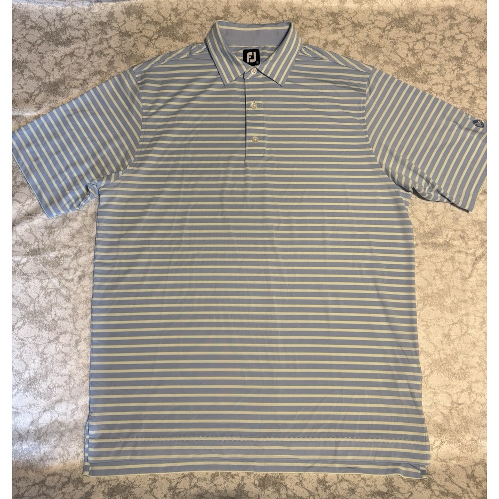 FootJoy FJ Stretch Pique Polo Men's L Blue Performance Shirt Golf S/S ProDry